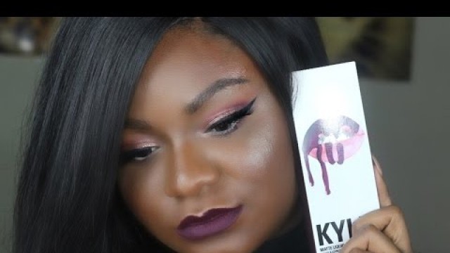 'Kylie Cosmetics Kourt K MakeUp Tutorial | NEW Kylie Lip Kit Kourt K on Dark Skin'