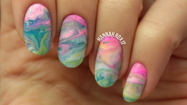 'LUSH Bath Bomb Inspired Nails (dry marbling, EASY!)'