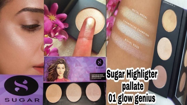 'SUGAR COSMETICS Highlighter pallate Review / Swatches || ShaviBarhok ❤️❤️'