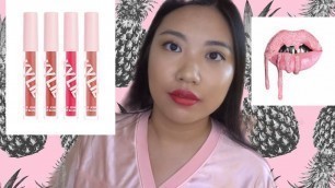 'Kylie Cosmetics Lip Swatches ft Bikini Bod, Cherry on Top, Butterfly, I am blushing Giveaway'