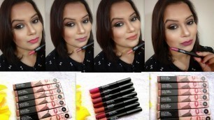 'SWATCHES OF SUGAR COSMETICS MATTE AS HELL LIP CRAYON'