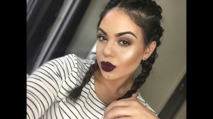 'GRWM using Kylie Cosmetics Lip Kit in Kourt K and a quadruple Dutch braid tutorial at the end'