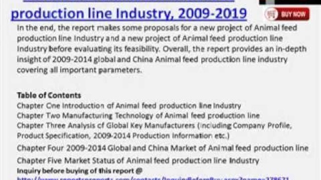 'Global & China Animal feed production line Industry Forecast Report, 2009-2019'