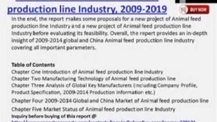 'Global & China Animal feed production line Industry Forecast Report, 2009-2019'