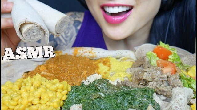 'ASMR ETHIOPIAN FOOD INJERA + KILWA + BURSEN TUMTUMO HAMLI ZEBHI (EATING SOUND) NO TALKING | SAS-ASMR'