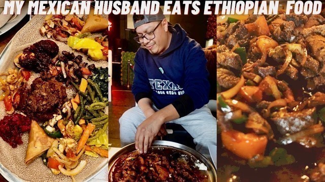 'My Mexican American husband Eating Ethiopian Food| African Food Mukbang #shorts'