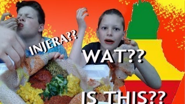 'KID\'S EAT ETHIOPIAN FOOD/ INJERA AND WAT STEW/ AFRICAN CUISINE'