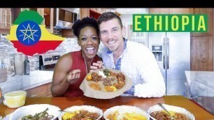 'American Couple Tries ETHIOPIAN FOOD For The FIRST TIME | Injera, Shiro, and More'