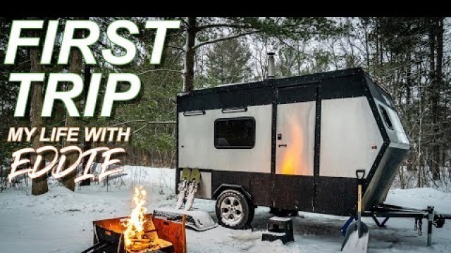 'WINTER CAMPING in a DIY Travel Trailer with a Wood Stove'