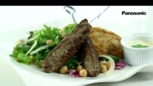 'Panasonic Food Processor MK-F800 - Beef Kebabs with Rosti Potatoes and Mixed Salad'