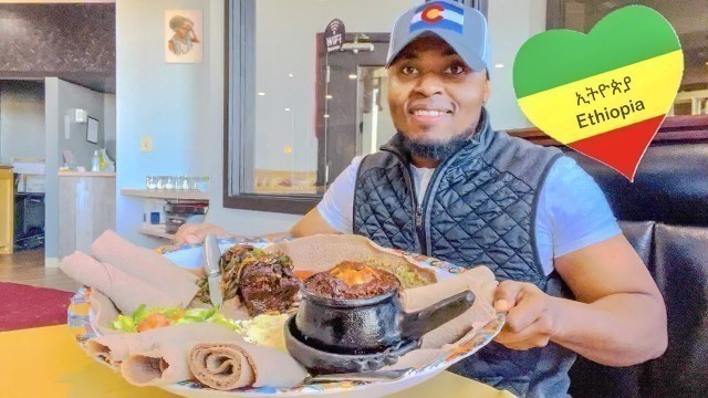 'ETHIOPIAN FOOD: Tanzanian Trying Huge Doro Wat and Injera Platter + 