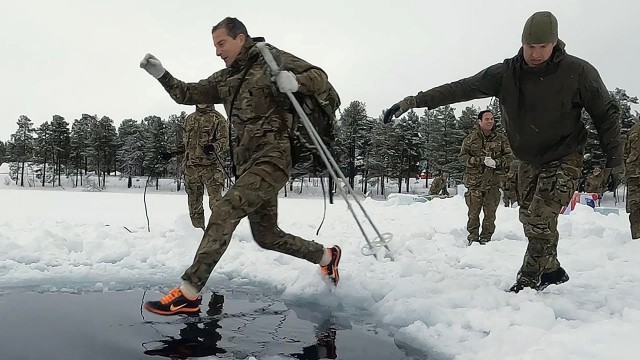 'Bear Grylls joins in with Royal Marines Arctic Warfare training in Norway'