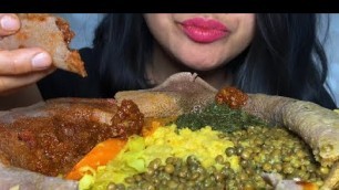 'ASMR Ethiopian Food Eating with hands Messy (Fail) Tekel Gomen, Misir Wot, Gomen Wot Dang Asmr'