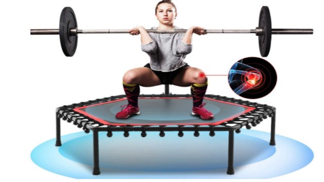 'Cool Foldable Mini Trampoline with Adjustable Handrail Cardio Workout Home Trainer/Bungee System'