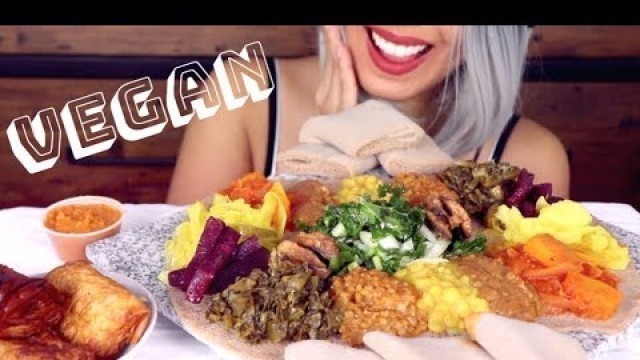 'ASMR Eating Ethiopian Food Feast | Vegan Mukbang *No Talking*'