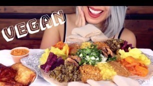 'ASMR Eating Ethiopian Food Feast | Vegan Mukbang *No Talking*'