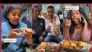 'ethiopian tiktokers trying differnent food with sheger gebeta'