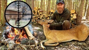 'Scope Hunting Wild Deer, Smoke House Meat in Canadian Bush! | ASMR (Silent)'