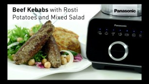 'Beef Kebabs with Rosti Potatoes and Mixed Salad (Recipe) ft. Food Processor MK-F800'