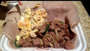 '#20 ASMR | Food| Eating/whispering Ethiopian Food Beef Tibs & Scrambled Eggs | Breakfast'
