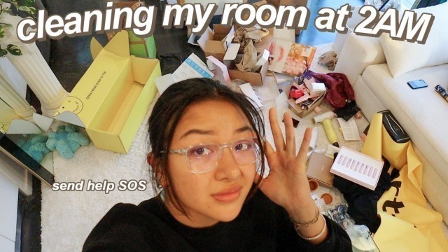 'CLEANING MY MESSY ROOM AT 2AM (motivation to clean ur room) + cook w/ me'