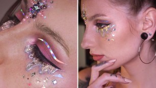 'Festival Makeup Tutorial / 3D Silver Glitter Tears & Holographic Eyeliner'
