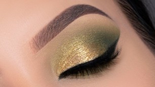 'Golden Green Eye Makeup Tutorial for Brown Eyes | $3 palette 