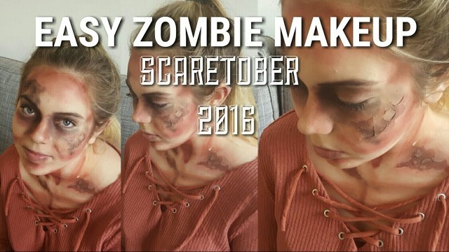 'EASY ZOMBIE MAKEUP || Lib and Meg\'s SCARETOBER 2016'