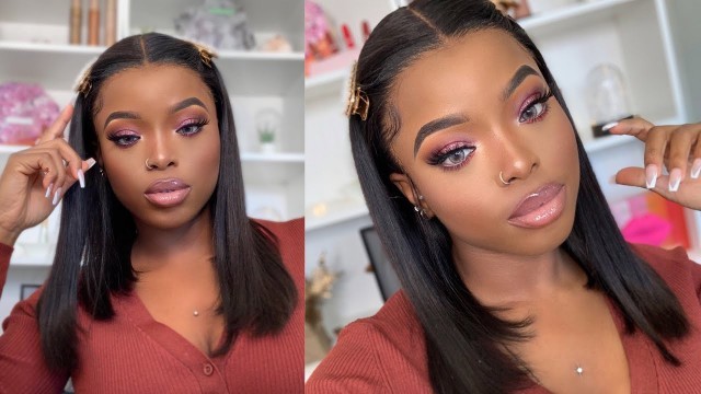 'FALL SOFT GLAM MAKEUP TUTORIAL + Hair Install for beginners ft. WowAfrican'