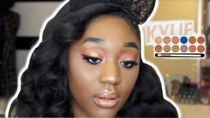 'Kylie Cosmetics Royal Peach Palette Review & Tutorial | Dark Skin'