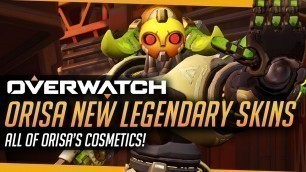 'Overwatch | ORISA NEW HERO LEGENDARY SKINS - Intros and Emotes (All Cosmetics)'