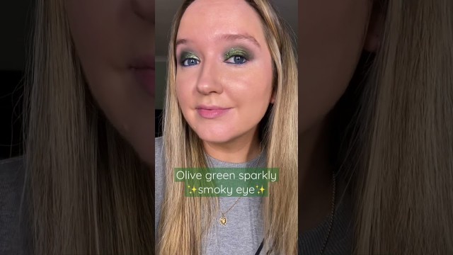 'Olive green sparkly eyes using Rose Inc, Half Magic Beauty and Peaches and Cream 