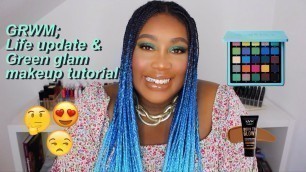 'Gjør deg klar med meg; Life update & Green glam makeup tutorial || Chiomaacom'
