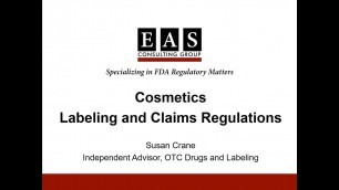 'Cosmetics Labeling and Claims Regulations - Part 3 of 5 - OTC Monograph Regulations'