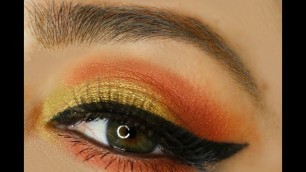 'kylie cosmetics royal peach palette I lime green and peach eye look'