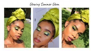 'Green Glitter Cut crease| Festival makeup |Meg Olivia'