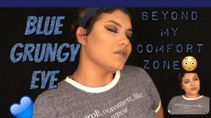 'Blue Grungy Eye Look | Kylie Cosmetics The Royal Peach Palette| Morphe 35O'