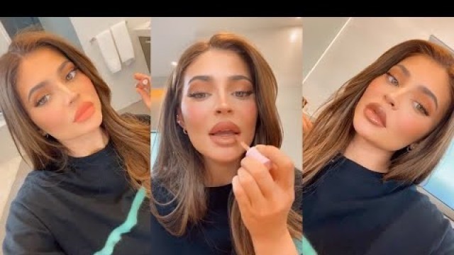 'Kylie Jenner Trying New Kylie Cosmetics Lip Sets'