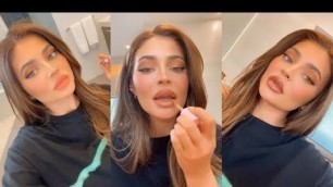 'Kylie Jenner Trying New Kylie Cosmetics Lip Sets'