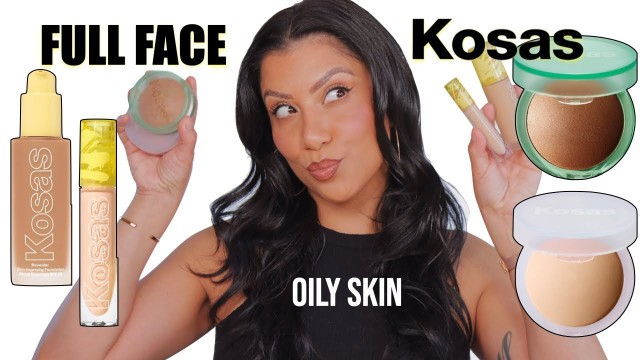 'FULL FACE KOSAS COMPLEXION MAKEUP + WEAR TEST *oily skin* | MagdalineJanet'