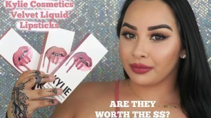 'Kylie Cosmetics Velvet Liquid Lipsticks|Swatches & Review'