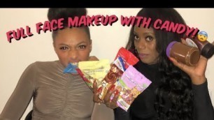 'Doing mums full face makeup out of candy 