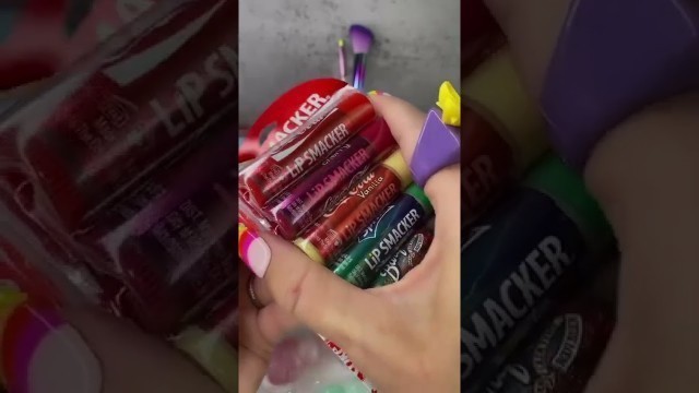 'ASMR lip balm collection soda lip balm lipgloss Lip balm huge collection unboxing #lipbalm'