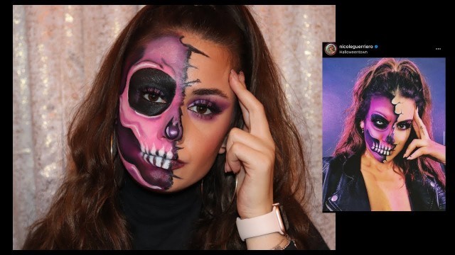 'I FOLLOWED A NICOLE GUERRIERO HALLOWEEN TUTORIAL | HOT PINK TWO FACED SKULL MAKEUP'