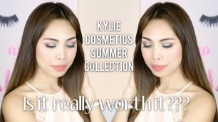 'KYLIE COSMETICS NEW SUMMER COLLECTION | Vacation Edition REVIEW, APPLICATION AND SWATCHES'