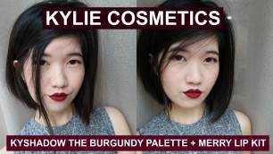 'KYLIE COSMETICS KYSHADOW THE BURGUNDY PALETTE & MERRY LIP KIT Makeup Look | Singapore'