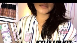 'KYLIE LIP KIT SWATCHES || VELVET & MATTE LIP KITS ( look on medium skin and black hair ) - Part 1'