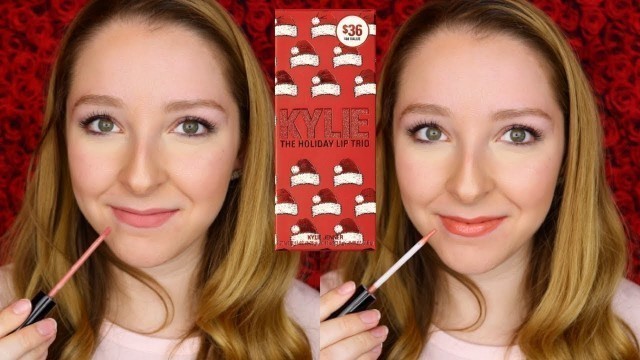 'Kylie Holiday Lip Trio Swatches & Review | Day 336 of Trying New Makeup'