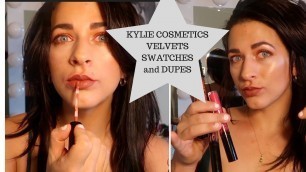 'Kylie Cosmetics Velvet Swatches, Try on Review and some Dupes'