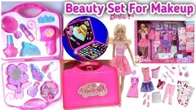 'Princess Barbie Doll Makeup kit And fashion Accessories Unboxing And Review and Leran Name| गुड़िया'